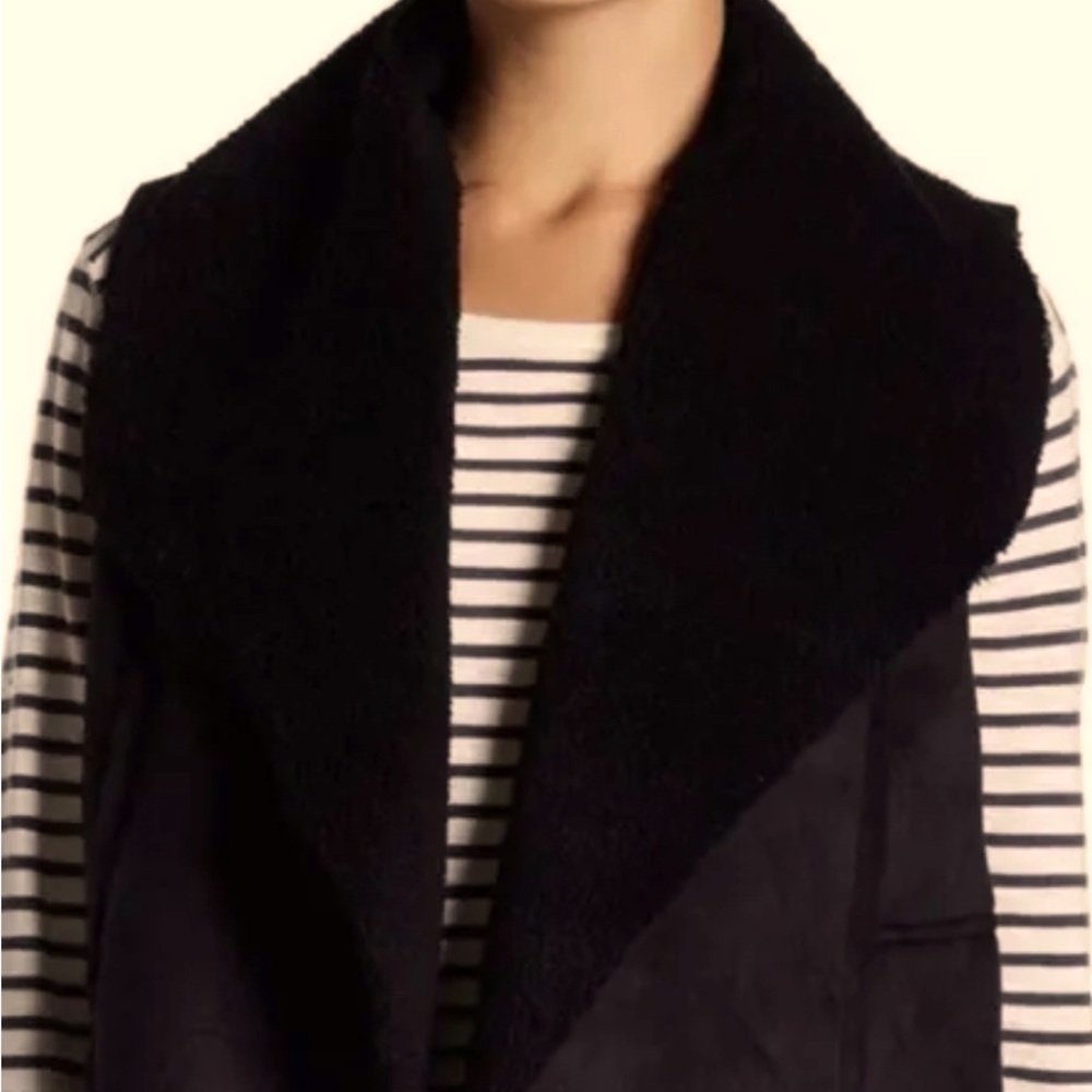 Susina, faux suede open front/ drape vest